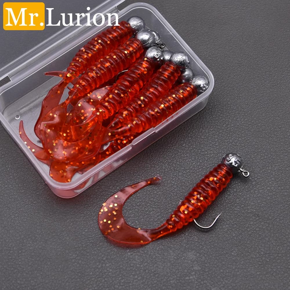 Mr.Lurion 10pcs/box Fishing Soft Grub Lure Worm Bait ,Lure Set Fishing Tackle Swimming Bait for Perch and Trout Isca
