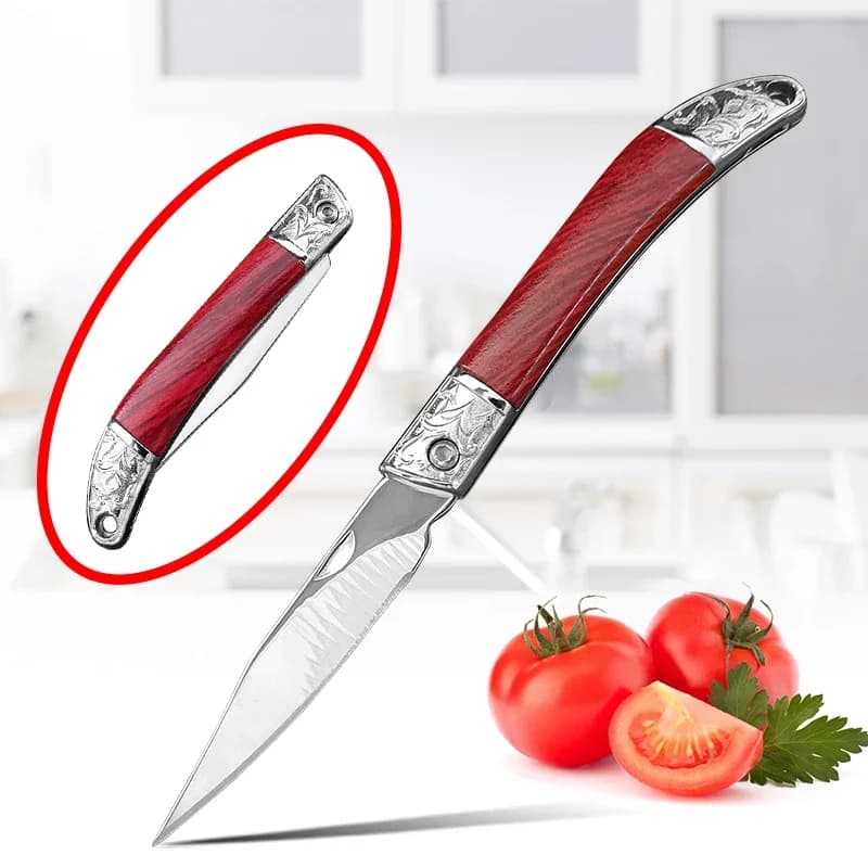 Coltello multiuso Lama pieghevole Disossare Mannaia Pesce Verdura BBQ Affettare Coltello da frutta Manico in plastica Coltello da cucina Chef Cucina