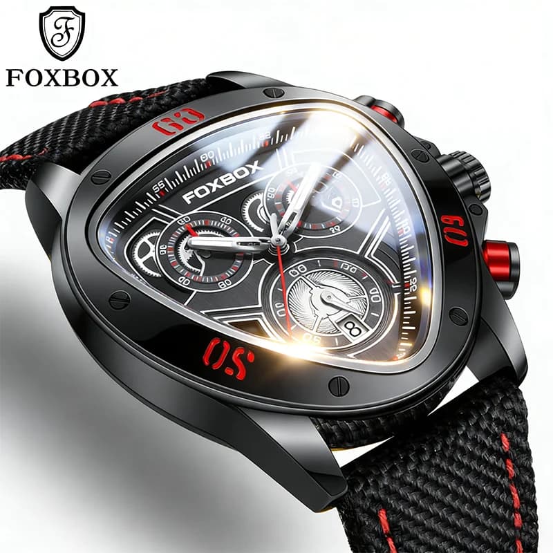 FOXBOX Orologi da Uomo alla Moda, Design Quadrato Unico, Orologi Sportivi di Lusso al Quarzo, Impermeabili, Reloj Hombre
