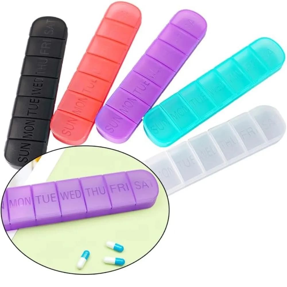 New Premium Portable Container for Pills, Large Weekly Organizer for 7 Parts for Vitamins and Fish Oils