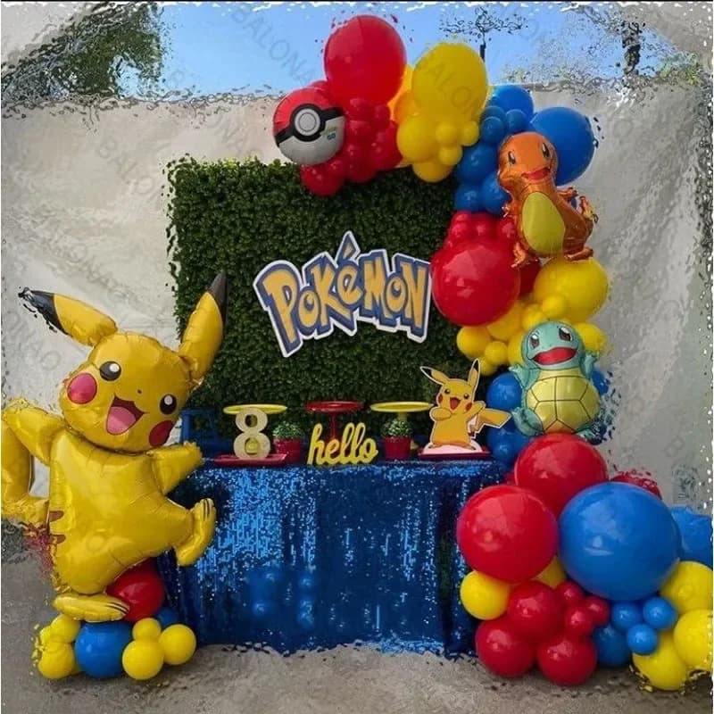 Set di 91 Palloncini in Lattice Pokemon Pikachu per Feste di Compleanno, Baby Shower, Decorazioni per Bambini
