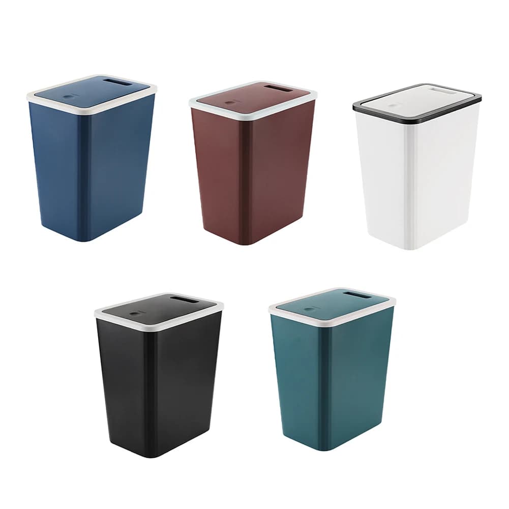 Modern Press-Down Lid Trash Can For Home Office Bedroom, Compact PVC Waste Bin With ForOdor Control, Space Saving Design