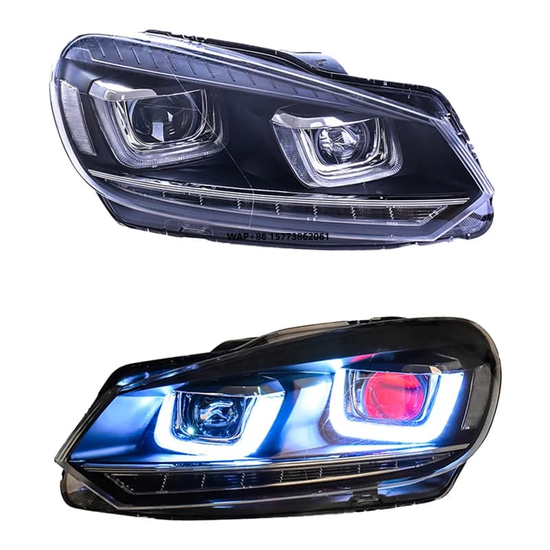 2 Pezzi Faro Anteriore per Golf 6 VW, Faro LED 2010-2012, Accessori per Upgrade Golf MK 6, Luce Anteriore per Auto