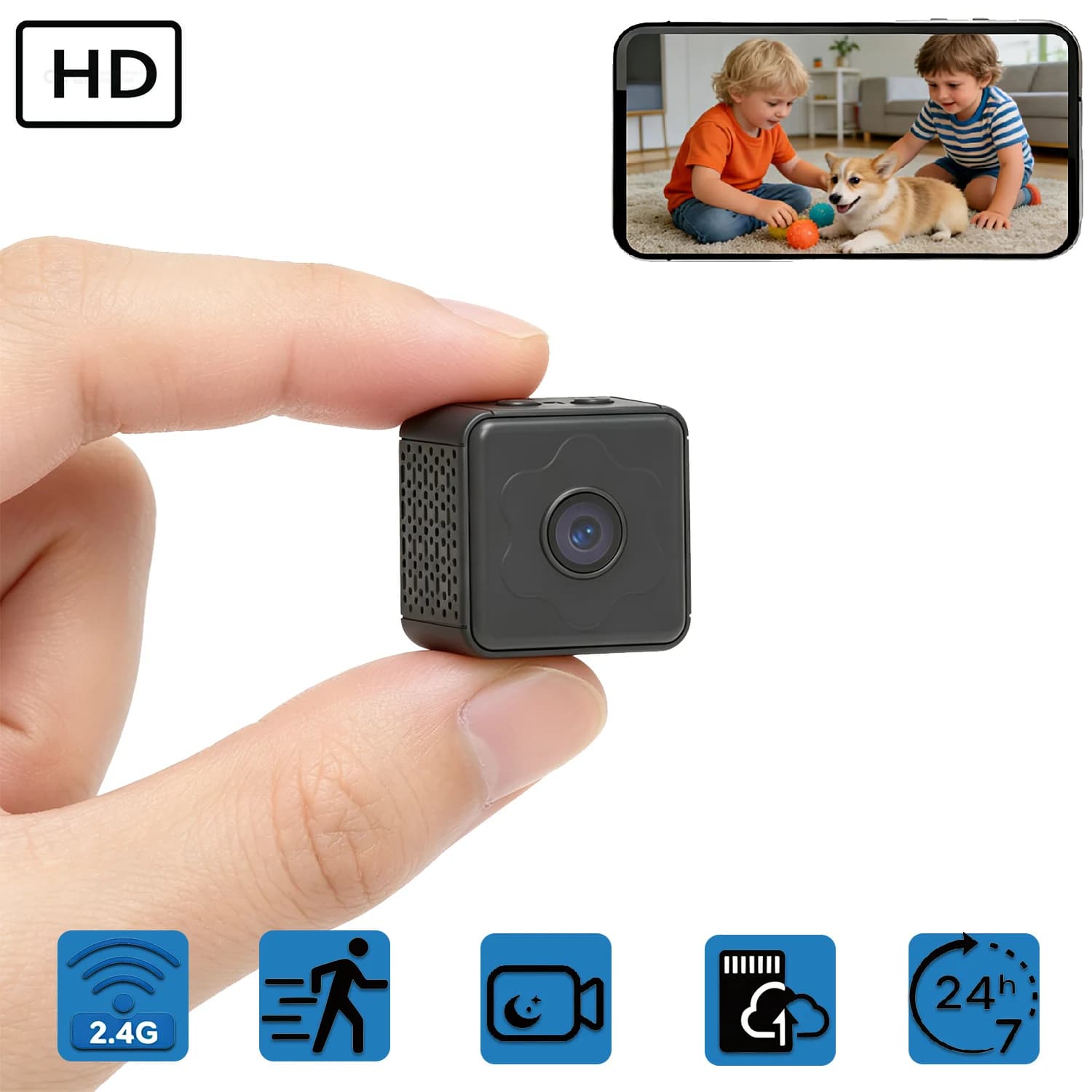 Telecamera di Sicurezza Compatta di Nuova Generazione, Super Piccola, Portatile, Wireless, WiFi, Intelligente, Mini Telecamera per la Sicurezza Domestica, Visualizzazione Remota