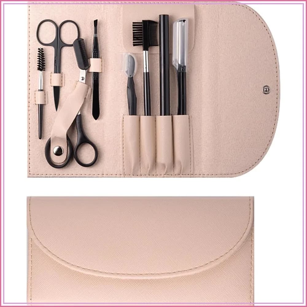 8 in 1 Eyebrow Trimmer Kit - Shaping Grooming Set with Scissors, Razor, Pencil, Comb, Tweezers, Eyelash Separator