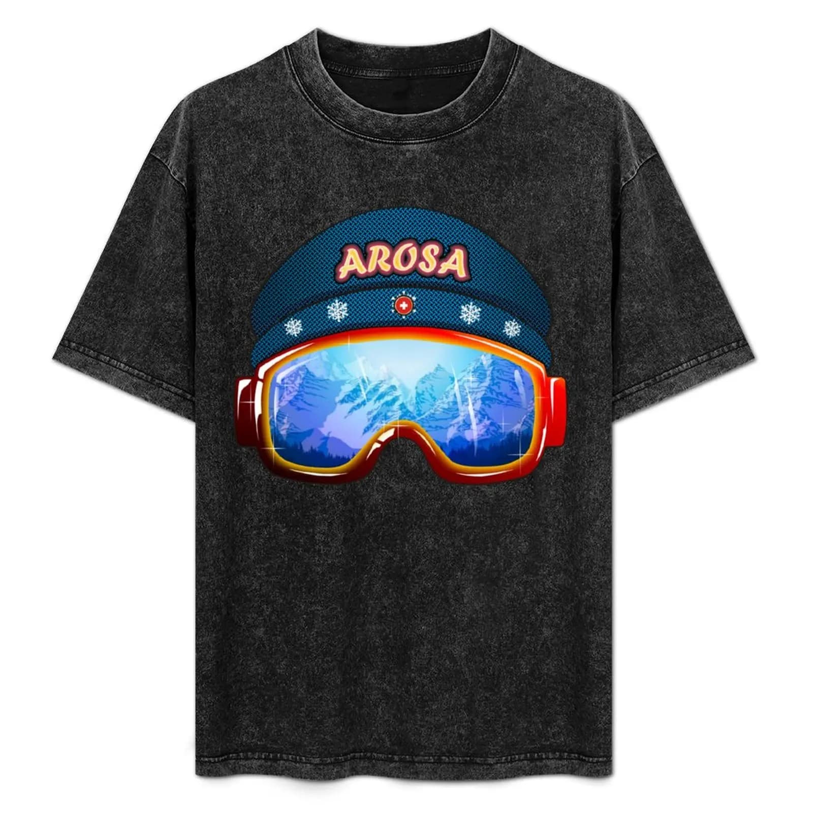 T-shirt Arosa Switzerland Ski Goggles T-shirt casual alla moda a maniche corte