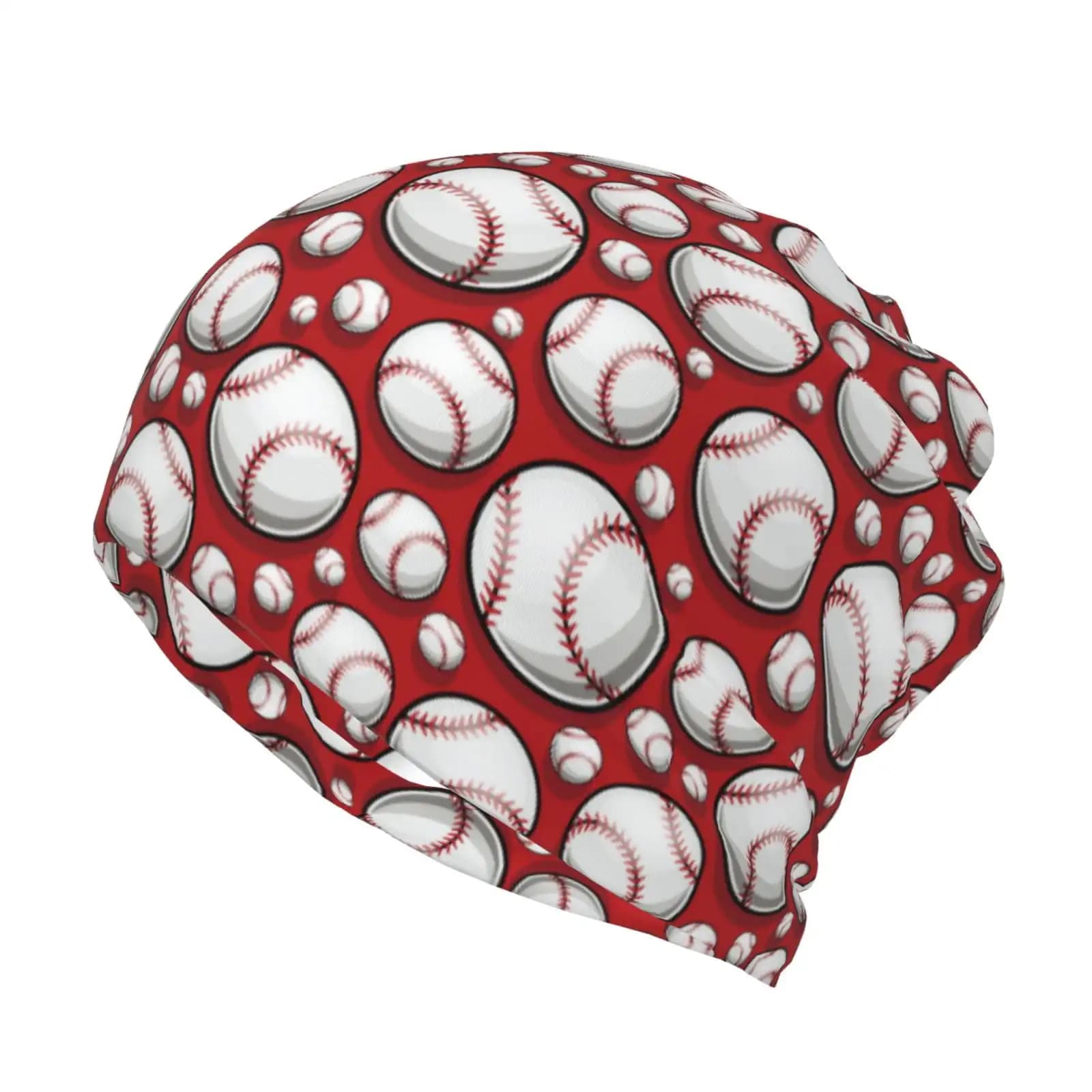 Simpatici cappelli a cuffia multifunzione con stampa rossa da baseball per donna uomo cappello a cuffia in maglia slouchy cappello invernale sciarpa berretto con teschio elasticizzato
