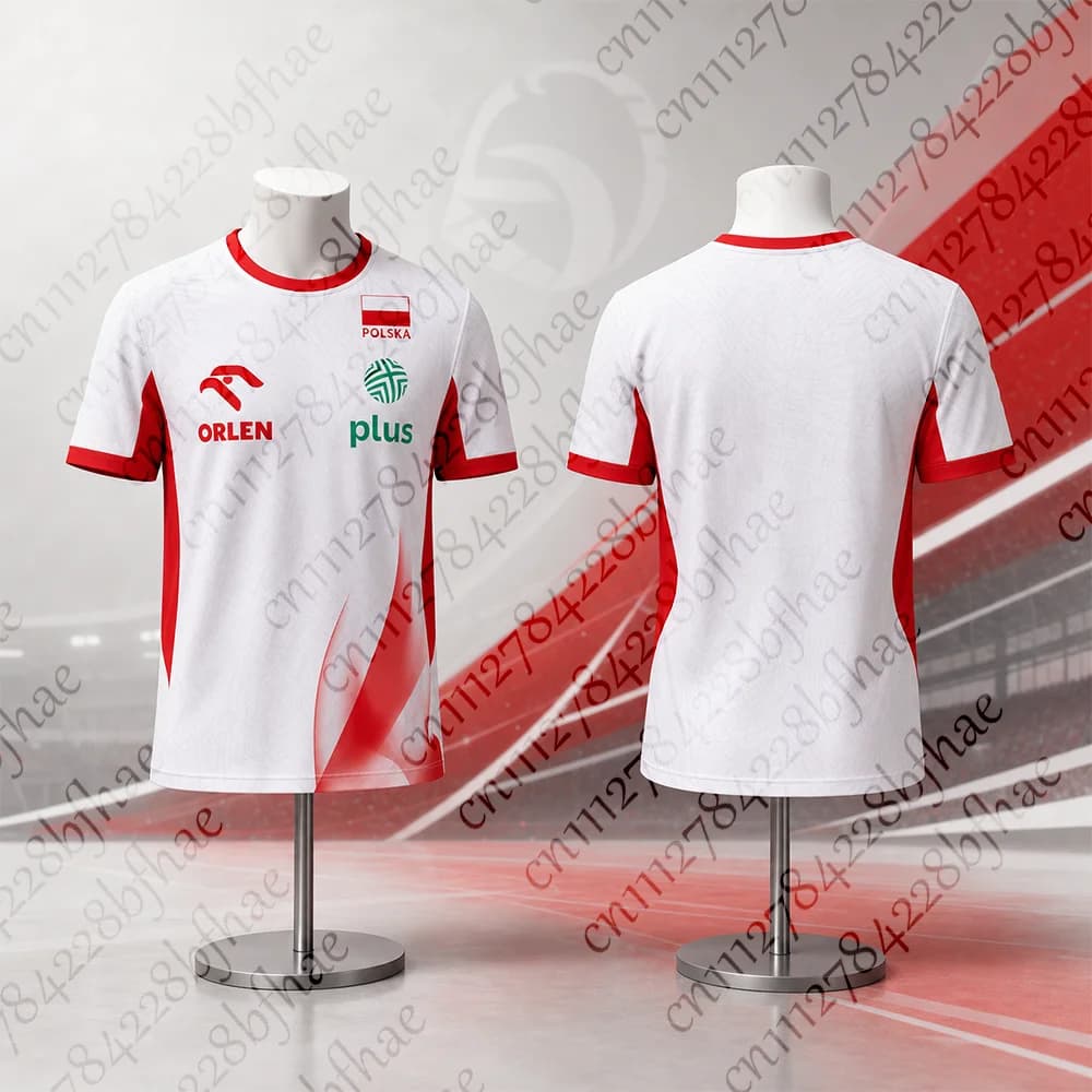 Men's And Women's And Kids Breathable Quick Dry Sports T-shirt New High Performance Casual Volleyball Top for Poland Train Sets