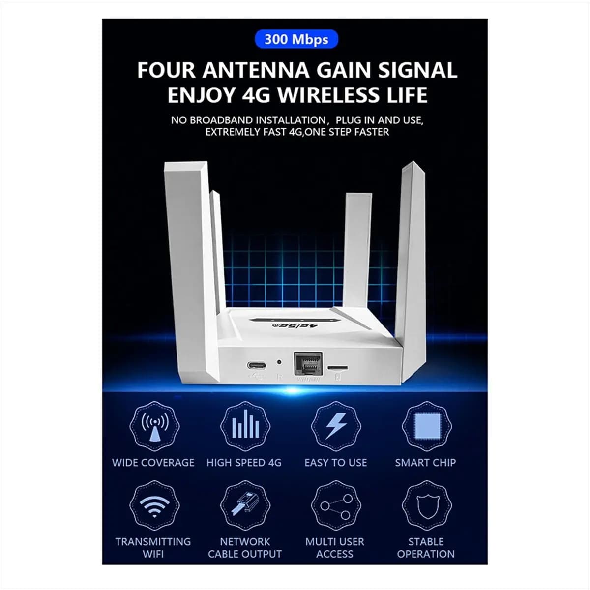 *Grande ripetitore 4G 5G Cpe WiFi 6 300MBPS Extender wireless Wi-Fi Lte Ripetitore ripetitore di segnale Amplificatore Spina americana