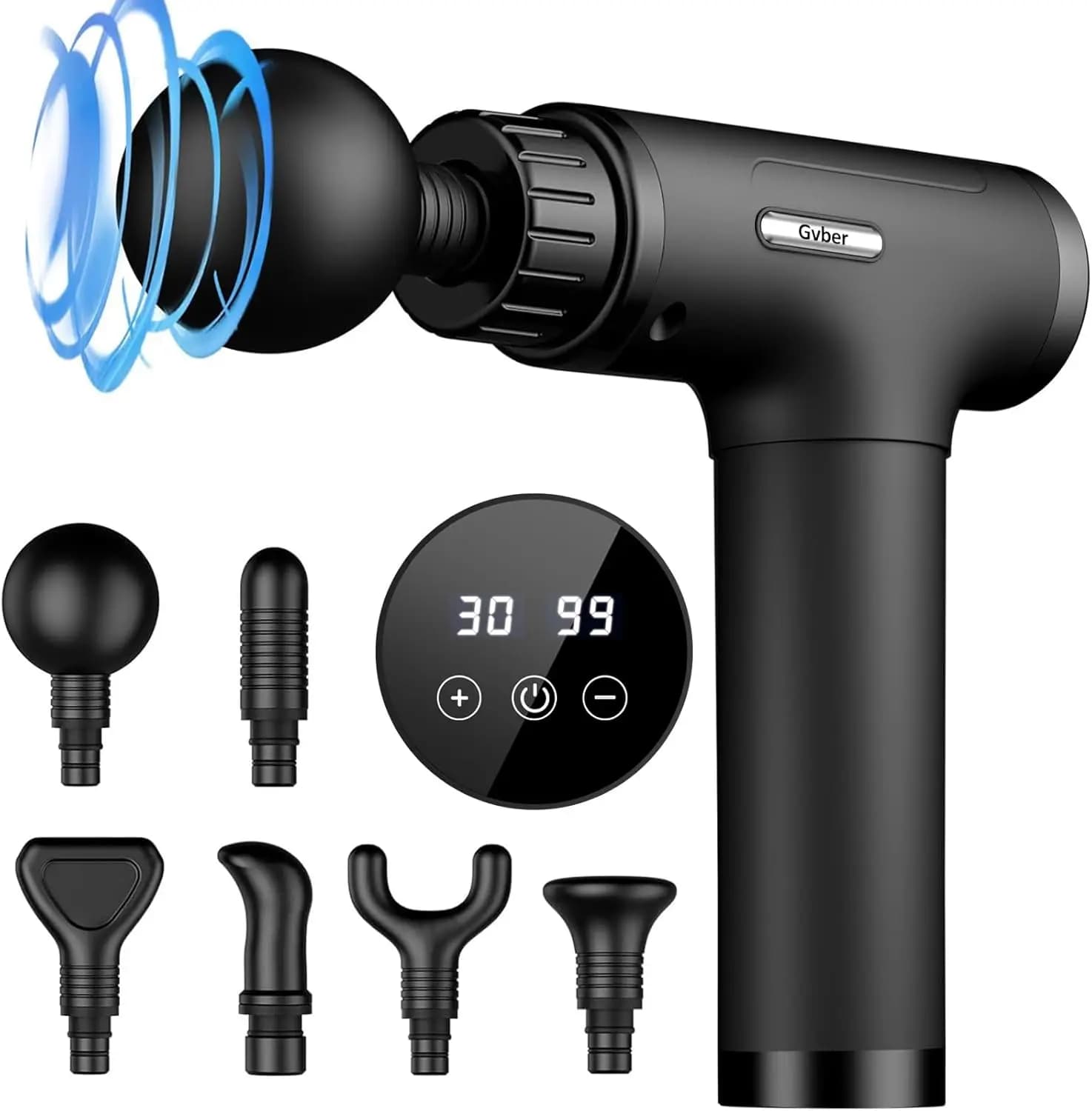 Massage Gun Background Fabrics, Portable Massage for Athletes Back with 6 Accessories and 30 Speed, Black
