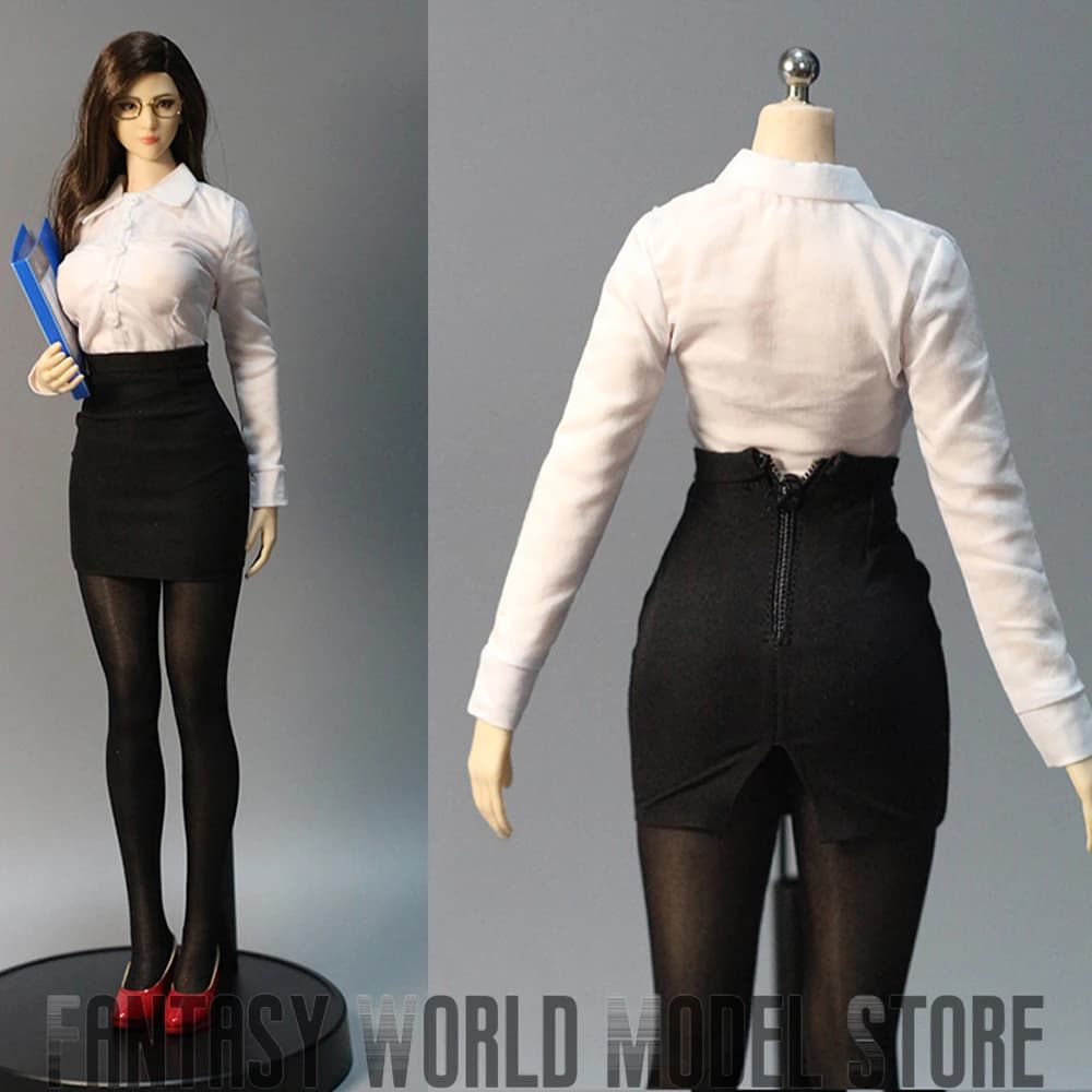 HAILI TOYS HF005 1/6 Soldato Femminile Vestiti Ufficio Uniforme Cravatta Camicia Gonna Calze Tacco Alto Fit 12 ''Action Figure Corpo Bambole