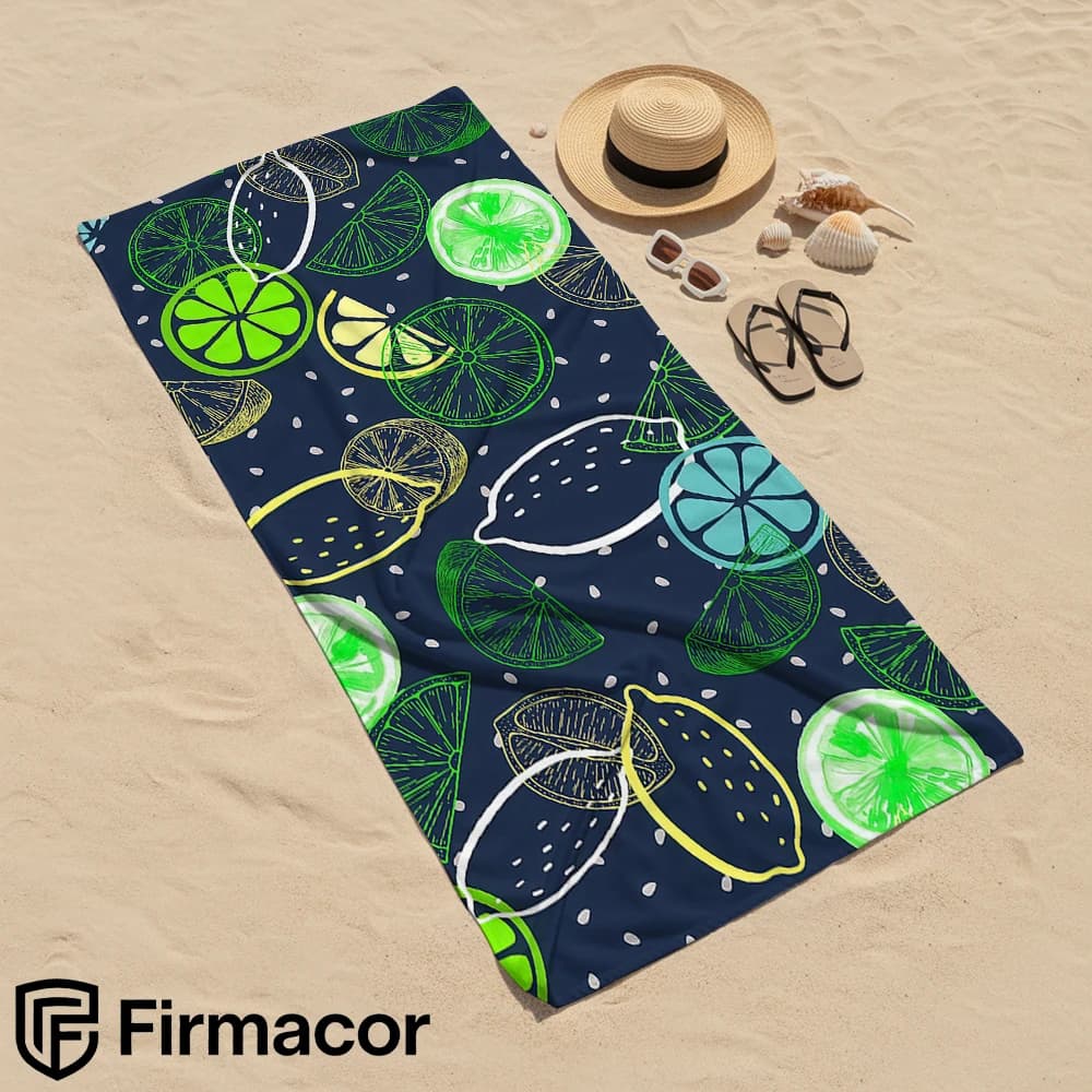 Dark Green Lime Slice Cartoon Anime Beach Towel Microfiber Quick Dry Super Absorbent Soft Bath Towel for Kids Adults Travel