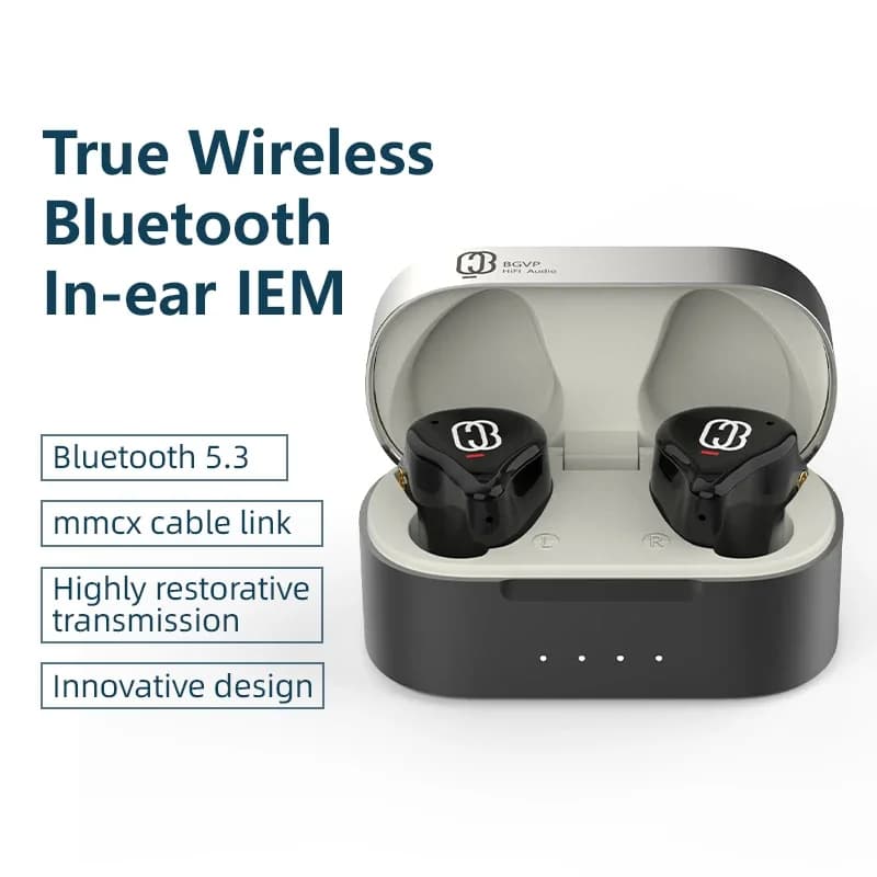 BGVP Q3 Auricolari Wireless Bluetooth 5.3, Cuffie Sportive HIFI con Microfono, Monitor In-Ear, Supporto per Cavo