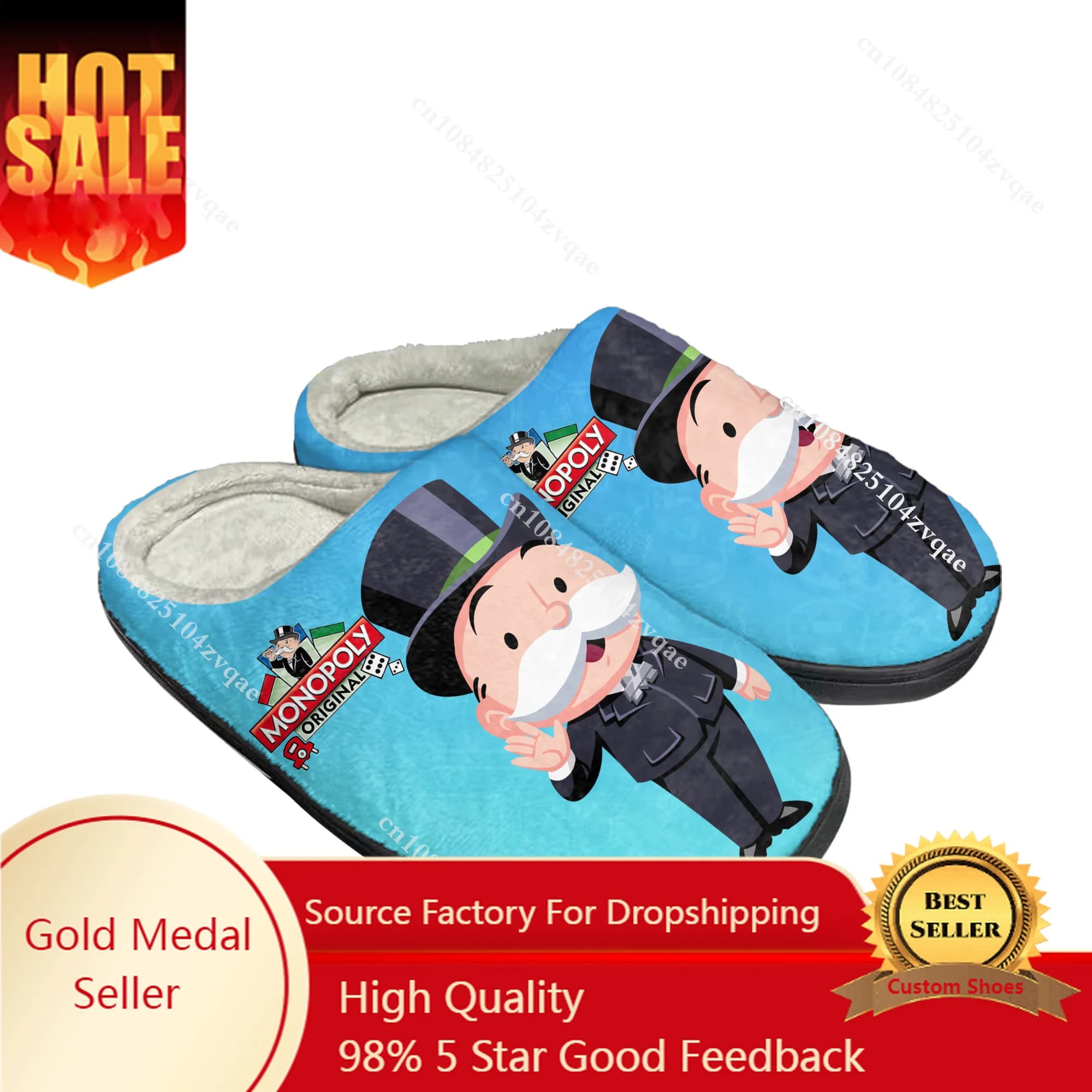 Pantofole in cotone calde Monopoly Go Home, da uomo e donna, in peluche, per camera da letto, casual, alla moda, per tenere al caldo, personalizzate