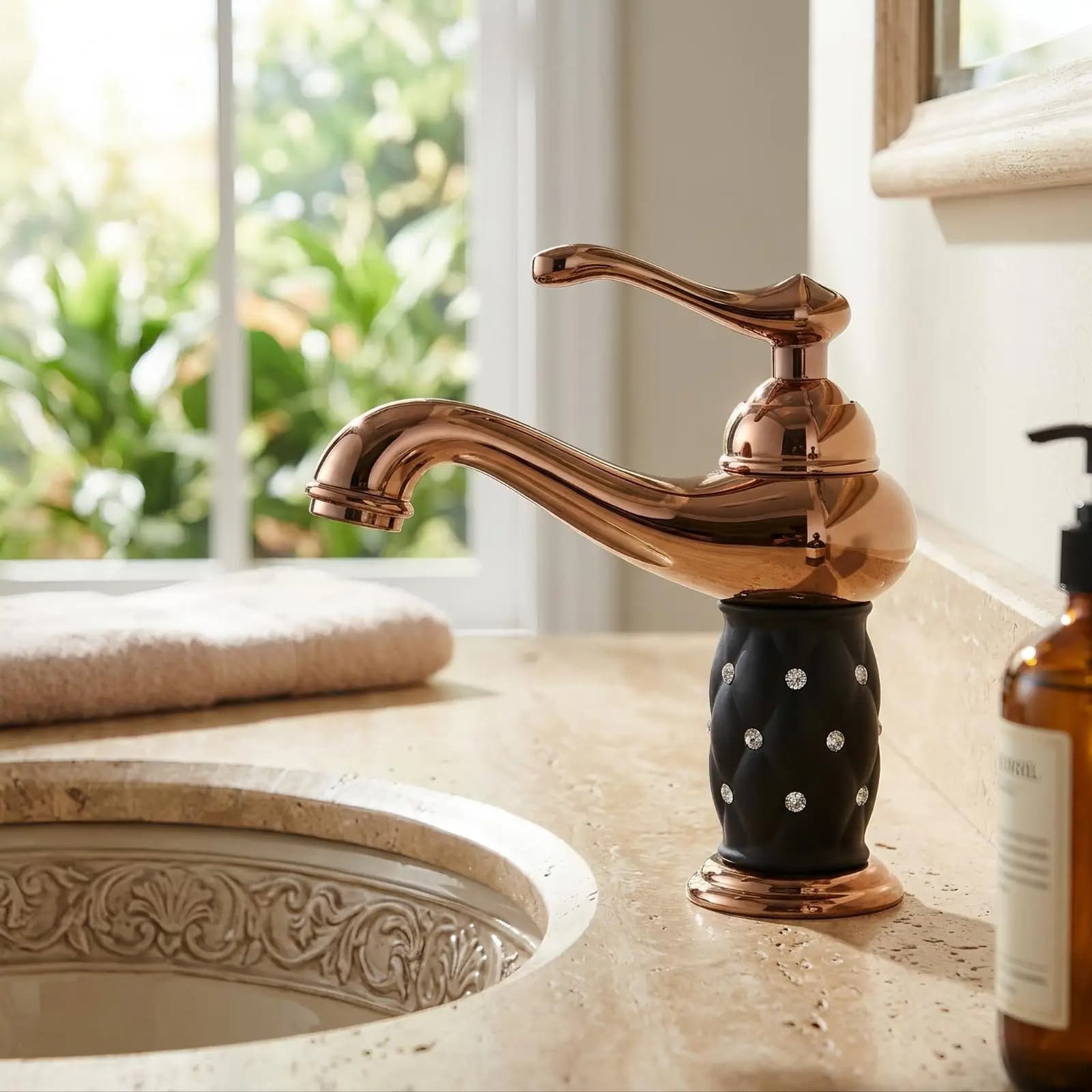 Luxury Single Hole Bathroom Faucet Brass Body with Ceramic for Sink Vanity Smooth Stream Control