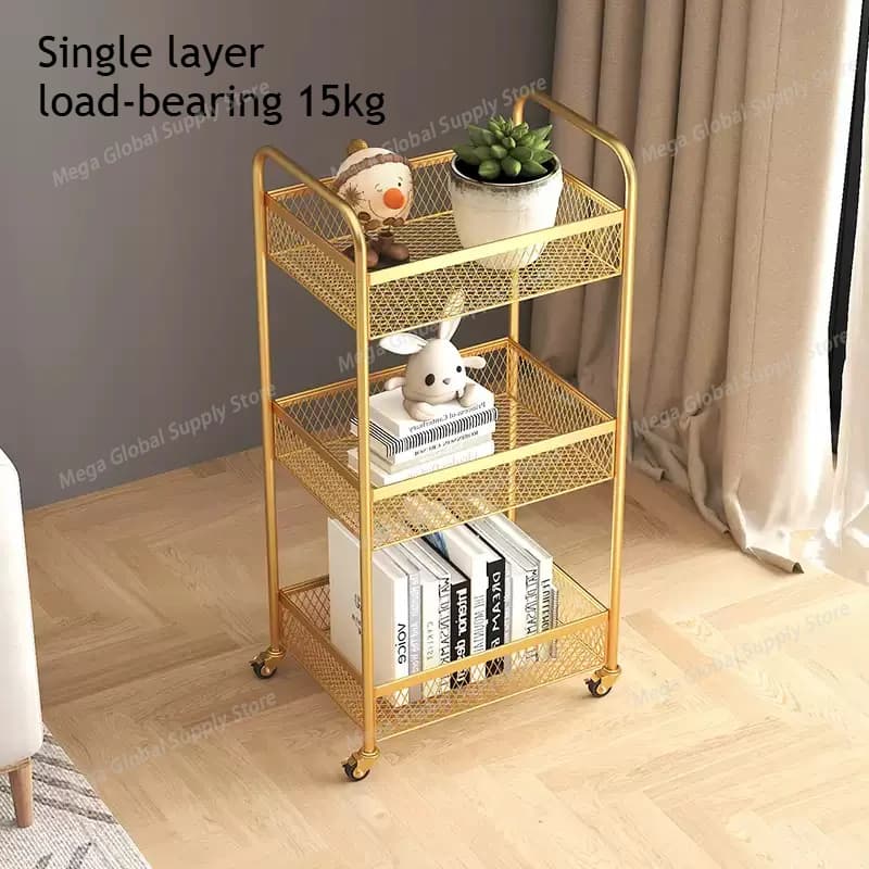 Golden Salon Trolley Multi-tier Equipment Cosmetic Trolley Hair Salon Furniture Hair Dryer Shampoo Mobile