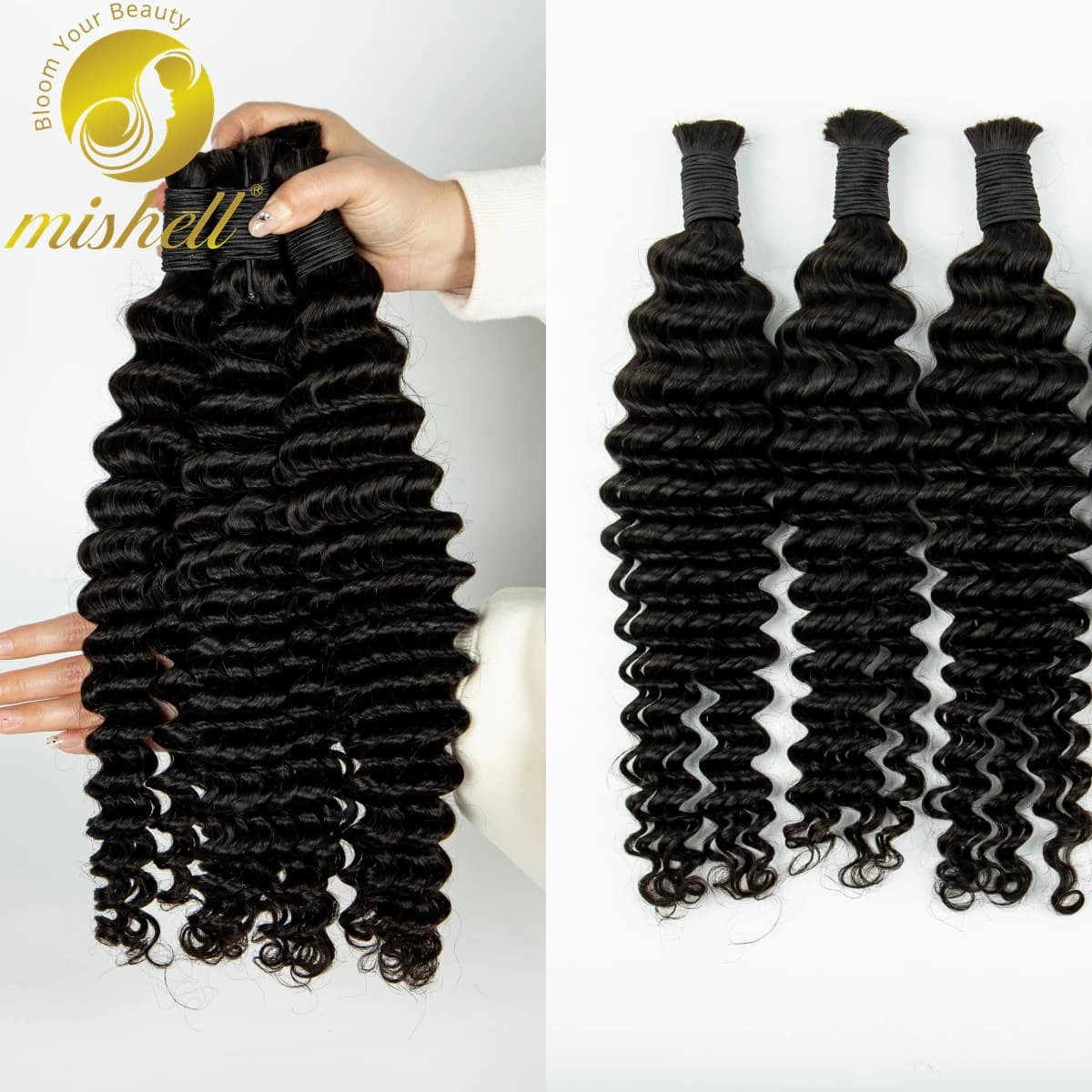 26 28 Inch 100% Human Hair Bulk For Boho Braids Human Hair Extensions for Braiding No Weft Natural Deep Wave Hair Bundle Braids