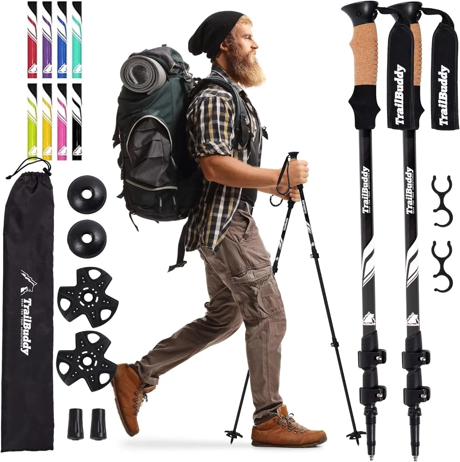 Lightweight and Foldable Trekking Sticks for Hiking, Travel and Balance - Adjustable Aluminum Walking Sticks