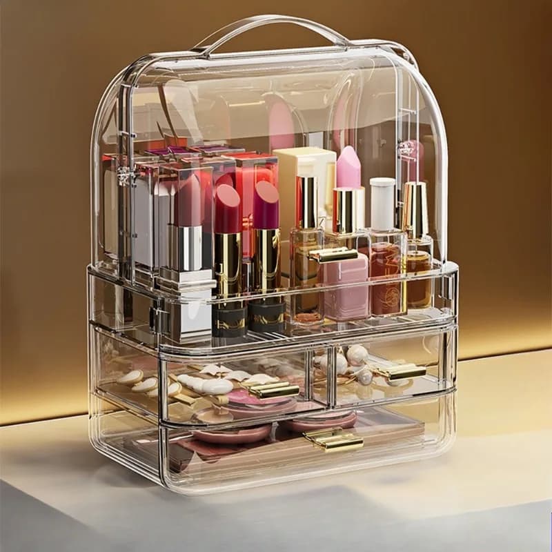 Transparent Table Makeup Box Anti-dust Cosmetics Skin Care Lipstick Box Toiletry Table Organizer