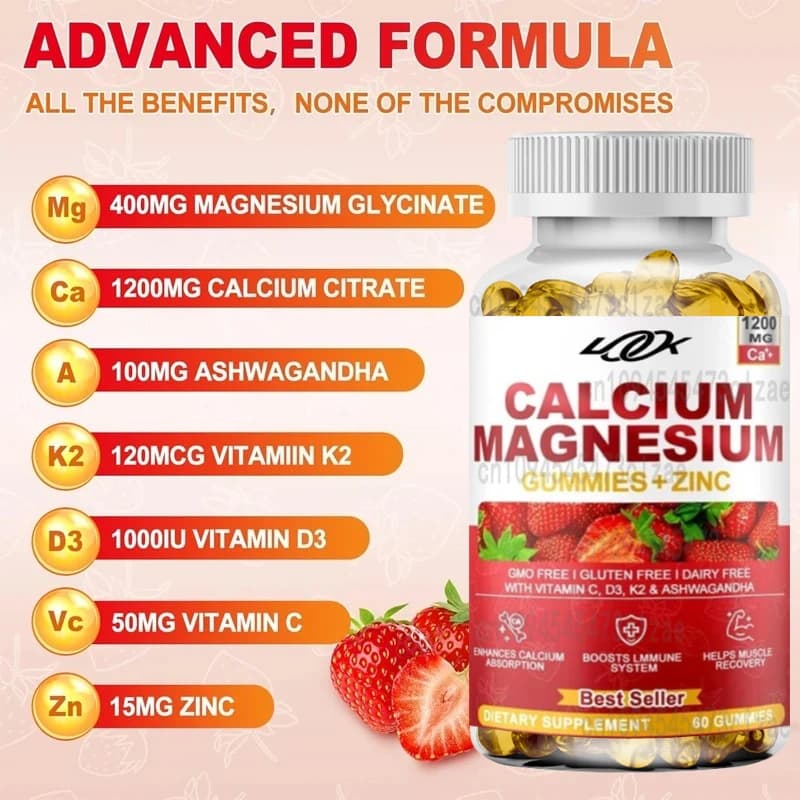 Calcium, magnesium and zinc gums contain vitamin D3, absorb calcium supplements, suitable for bones and muscles