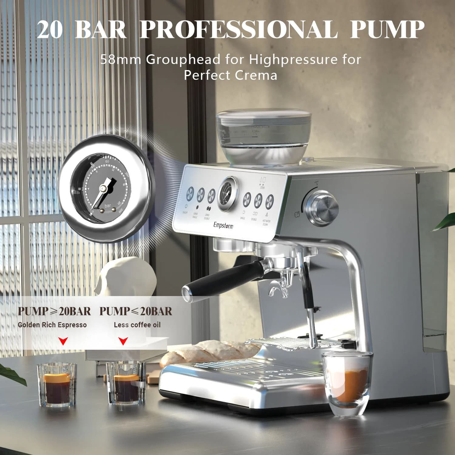 For Professional Electric Stainless Steel Semi-Automatic Espresso Coffee Maker Brew System Milk Frother for house hold Use