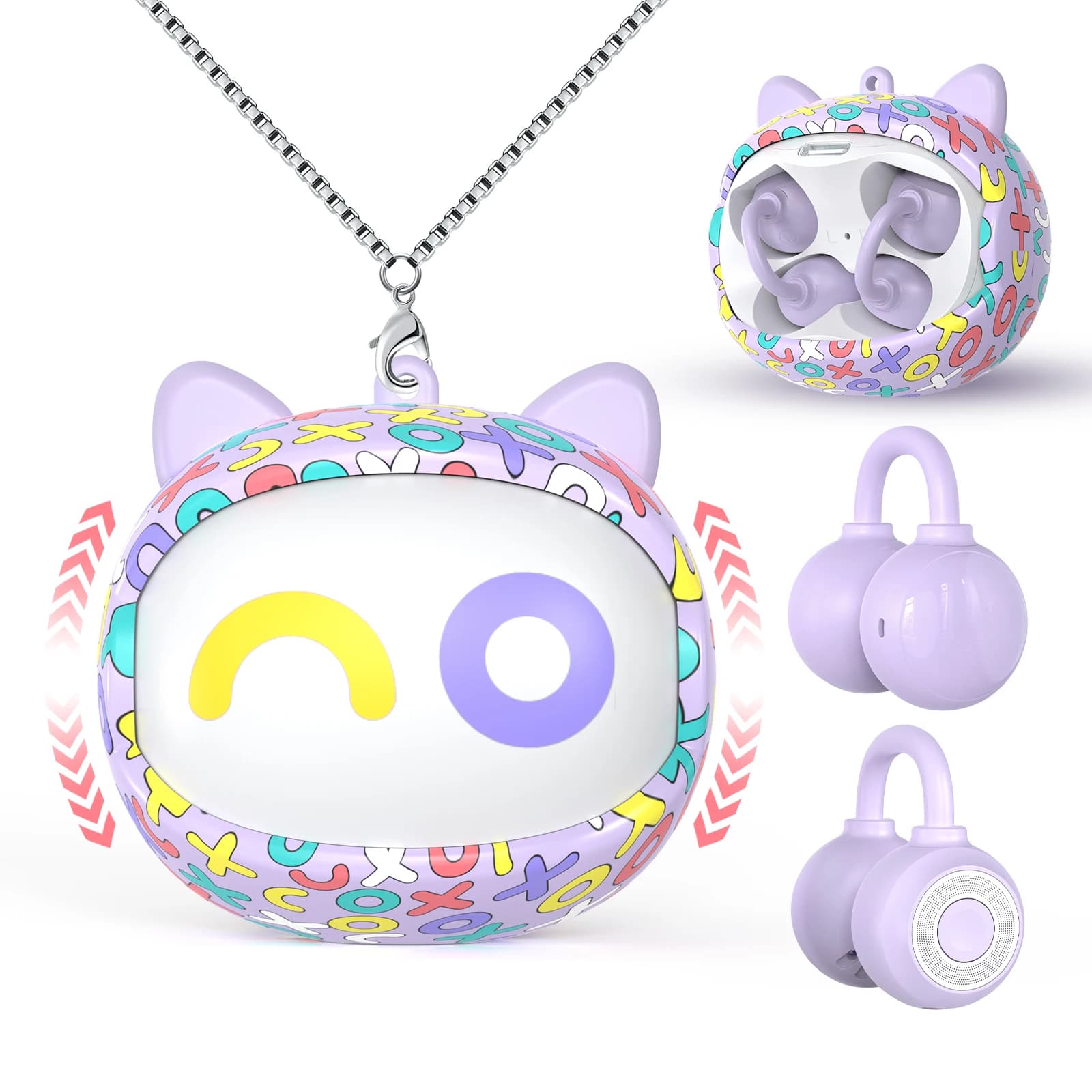 Auricolari wireless OWS con clip per le orecchie, design a cartone animato, chiamate HD, cuffie Bluetooth per bambini e studenti, auricolari HiFi con musica e controllo touch intelligente.