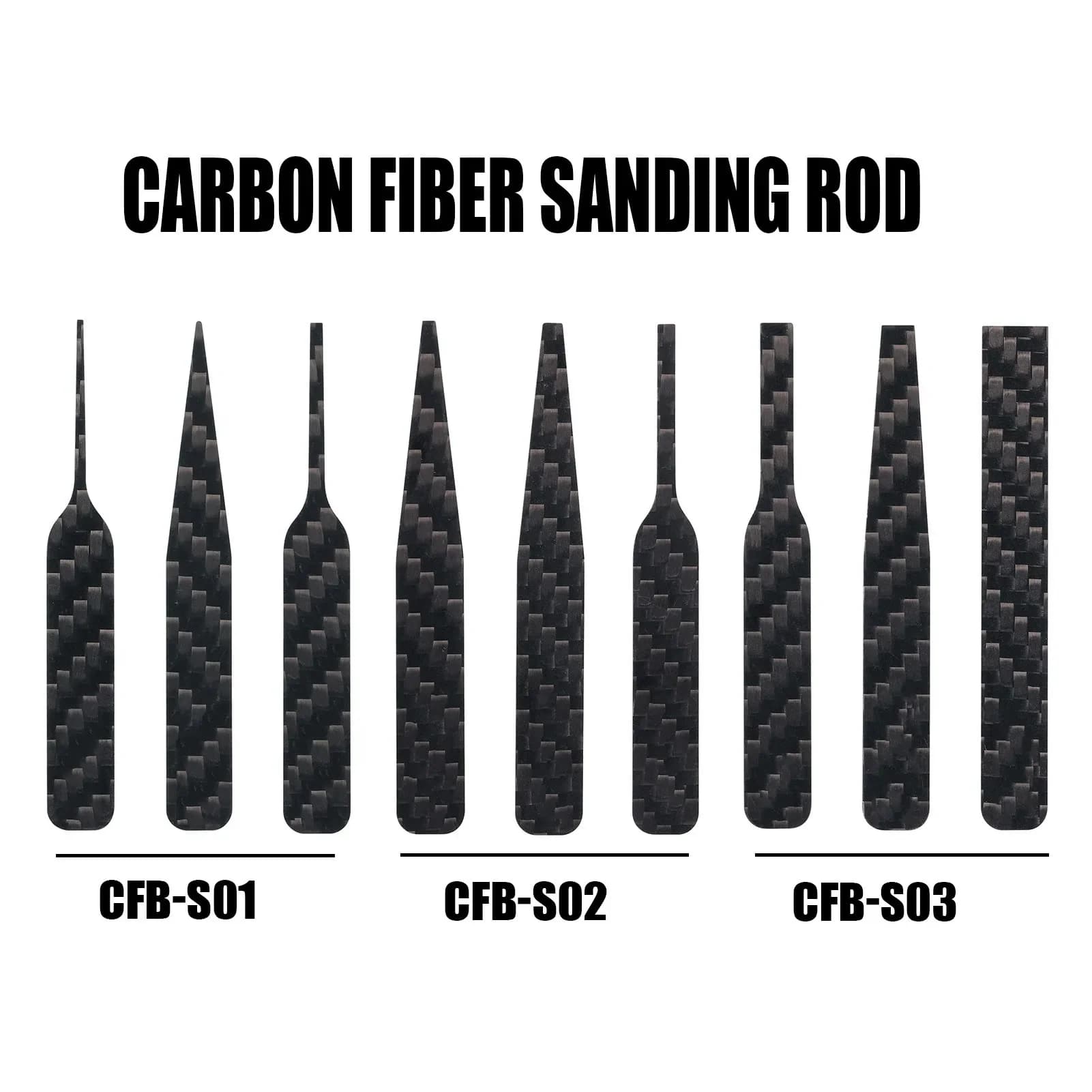 DSPIAE CFB-S01 CFB-S02 CFB-S03 Lrregular Carbon Fiber Sanding Stick Black Abrasive Tools for Self Adhesive Sandpaper 3Pcs/set