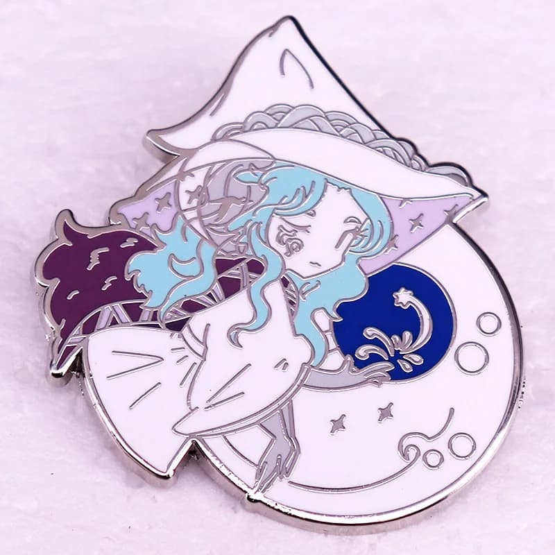 Cute Kawaii Cartoon Anime Girl Lunar Witch Badge Fantasy Enamel Pins Brooch Jewelry Accessories