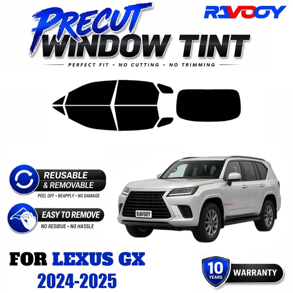 RAVOOY Precut Window Tint, Reusable Removable EPU Film, Custom Fit for Lexus GX 2024-2025, UV Heat Protection