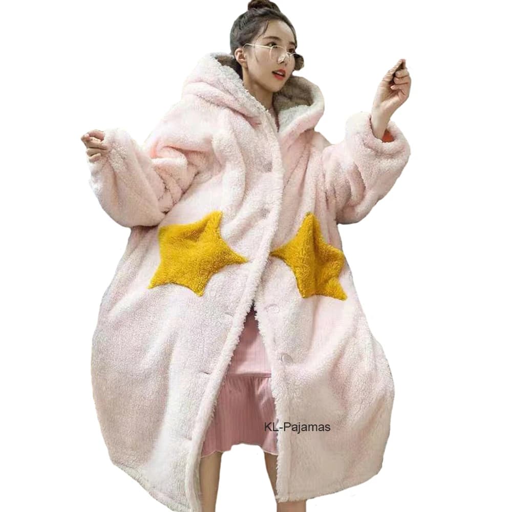 Carino Donna Flanella Accappatoio Degli Indumenti Da Notte Della Signora Lungo Accappatoio Camicia Da Notte di Spessore Caldo Camicia Da Notte Pigiama Inverno Peluche Pigiama Homewear