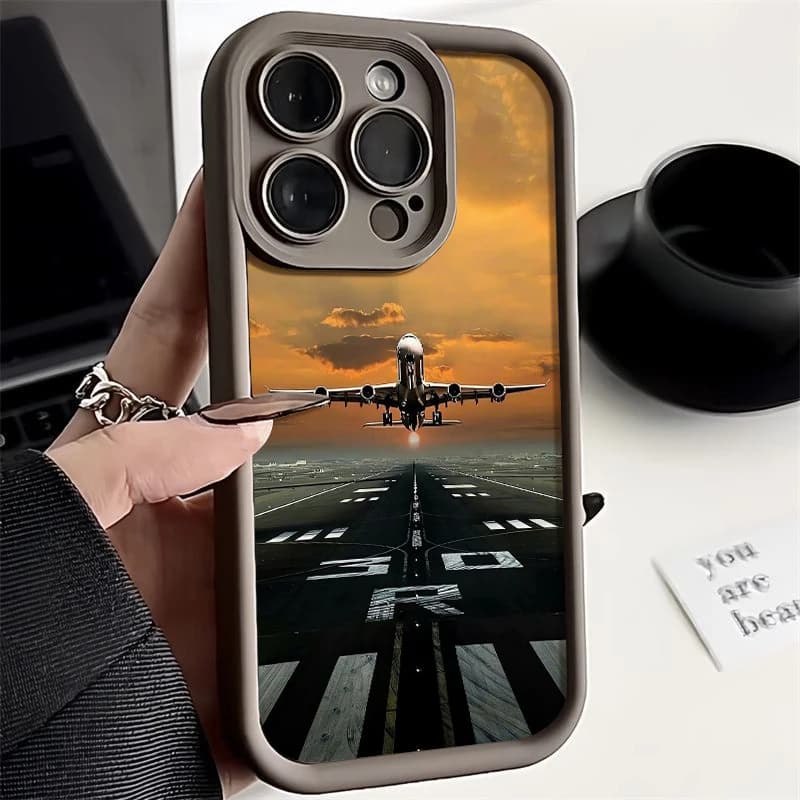 Super Airplane Print Phone Case For iPhone 17 Air Case for iPhone 17 16 15 14 13 12 Pro Max 16 Plus 16e 11 Shockproof Soft Cover