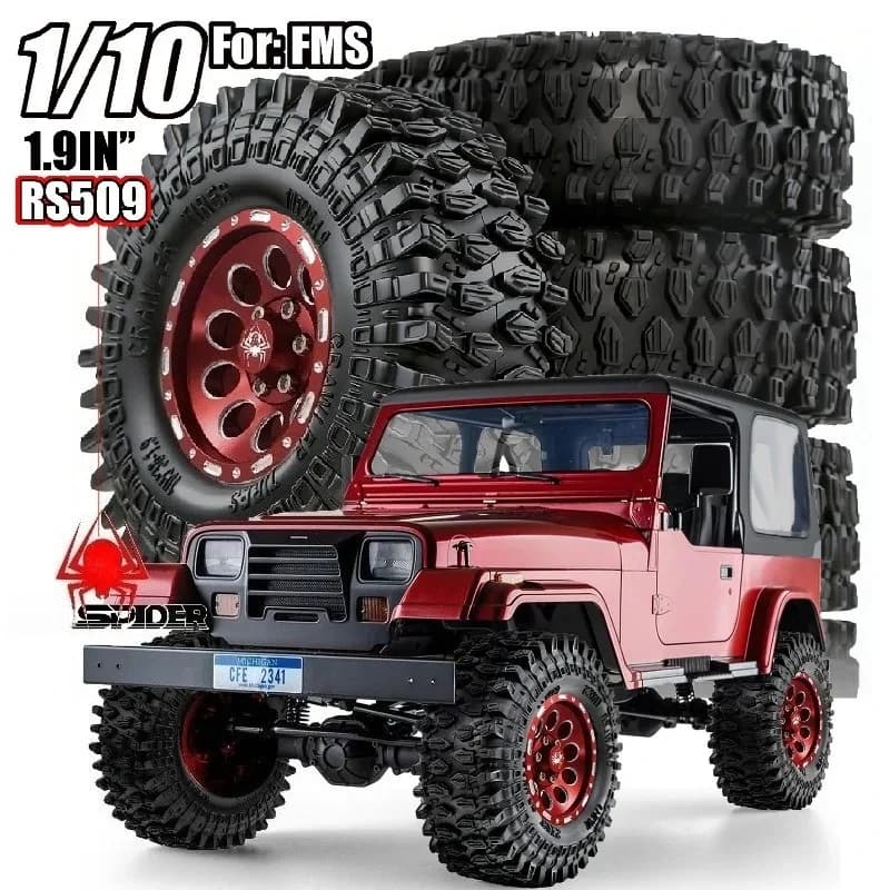 Set di 4 Ruote Beadlock da 1,9 Pollici con Pneumatici, 108mm, 4,26 Pollici, Esagono da 12mm per TRX4 SCX10 II III Redcat Gen7 Gen8, Parti di Aggiornamento per Crawler RC 1/10