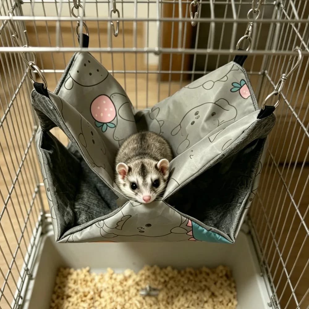 Amaca a doppio strato per piccoli animali domestici, impermeabile, delicata sulla pelle, sacco a pelo per criceti, resistente all'usura, traspirante, nido sospeso
