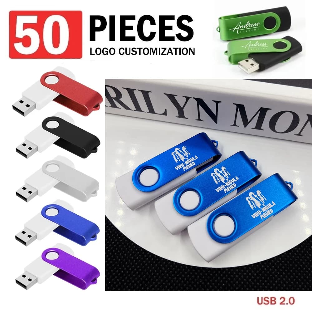 50 pz/lotto Chiavetta USB 2.0 Personalizzabile con Logo Gratuito, Pendrive 1GB 4GB 128MB 512MB, Memory Stick per Regali Fotografici, Prezzo all'Ingrosso