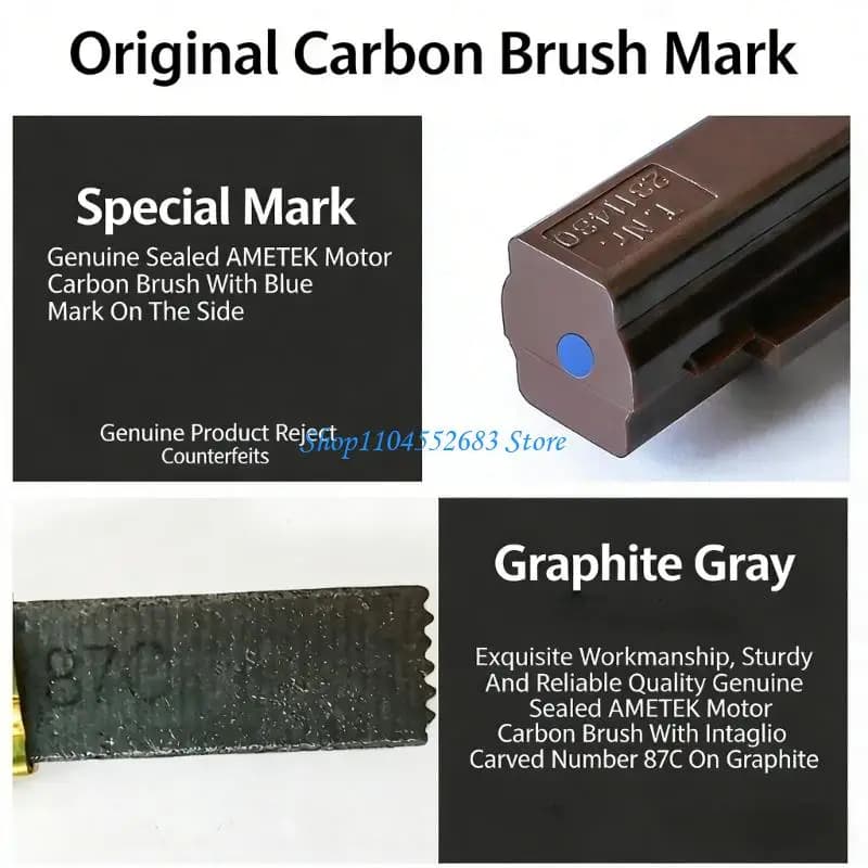 Y6GD Premium Carbon Brushes For Vacuum Cleaner Machines Includes Brush Holders