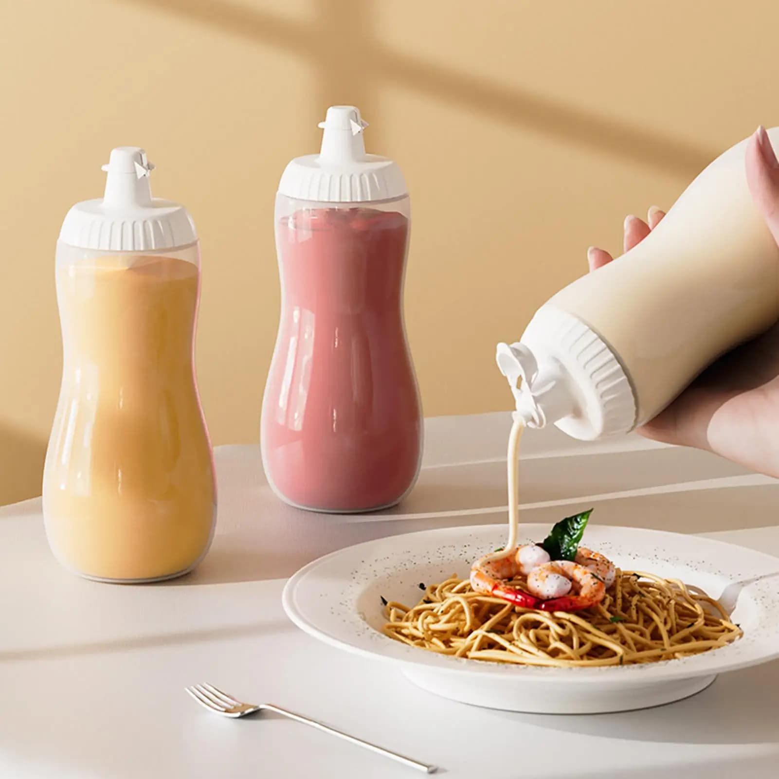 Bottiglie dosatrici da 500 ml a prova di perdite, ricaricabili, per salse e oli, contenitore da cucina multiuso per la preparazione dei pasti a casa