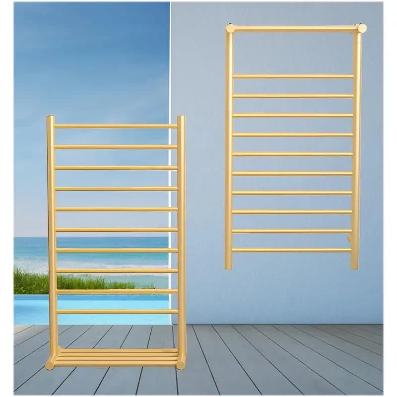 Brushed Gold Plug in for Towels and Blankets Wall Mounted Heated Towel Rack Fast Heating Stainless Steel Heated Drying Rack
