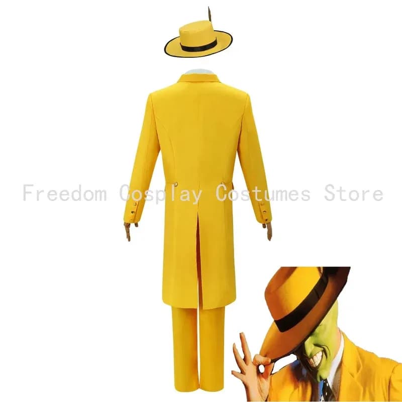 Movies The Jim Carry Cosplay Costume Uniforms Yellow Carnival Party Dress Hat Green mask Halloween Clown8;c'4,t;6.j'2;