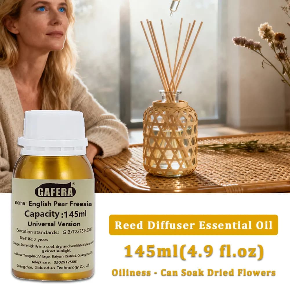 GAFERA 145ml (4.9 oz) Olio Essenziale Aromaterapico Senza Alcool Serie Freesia/Hilton Hotel, Olio di Ricambio per Diffusore di Aromi a Bastoncini