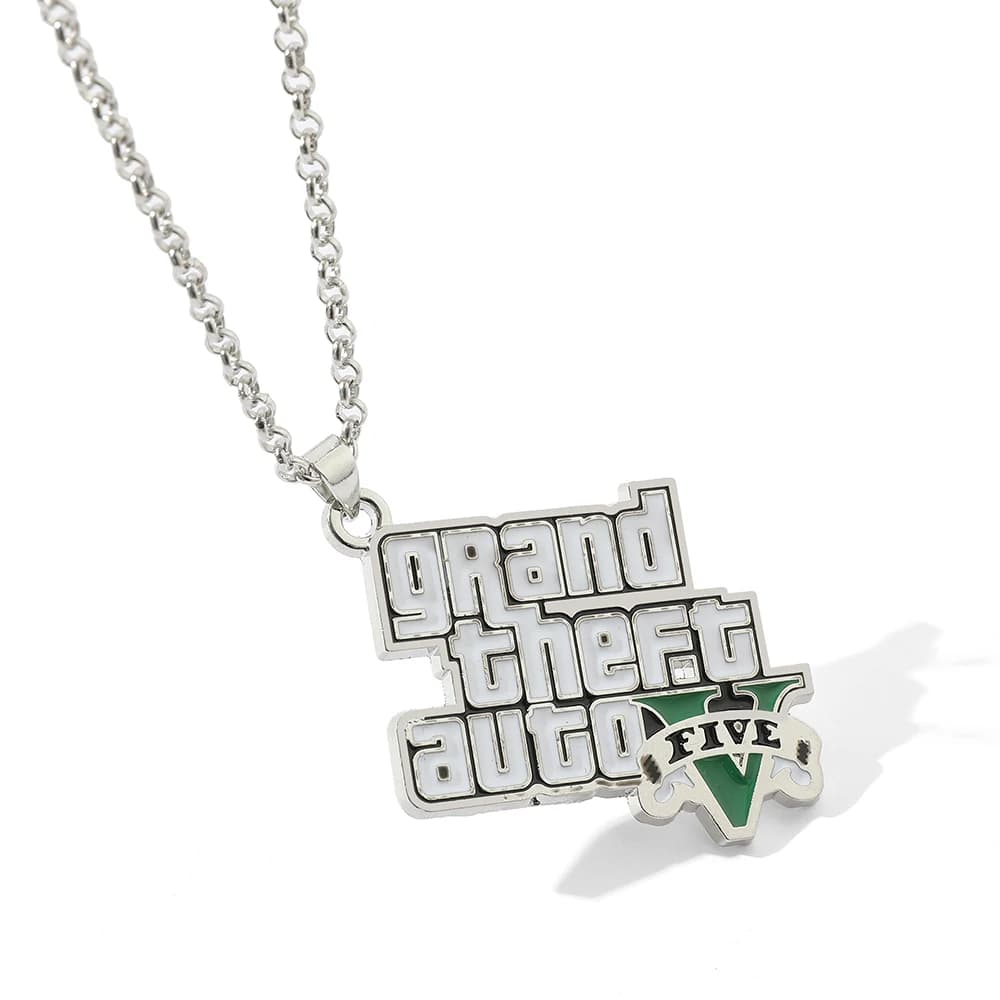 Creative Metal Car Letter Necklace Cartoon Character Game Themed Pendant for Boys Birthday Jewelry Accessory