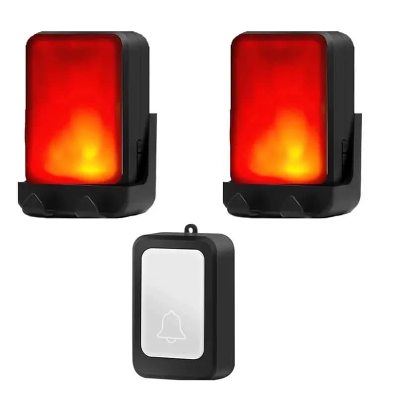 B68A Motion Sensor Bell Ring Wireless Remote Control Sound Light Doorbell For Deaf People Elderly Service Call Button Black
