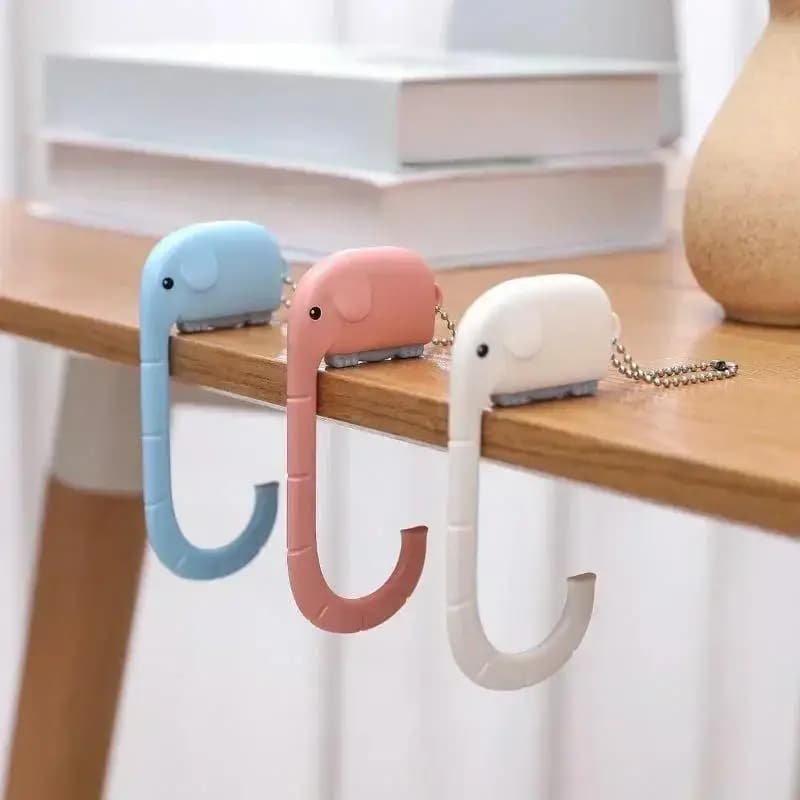 Gancio Appendiborsa Portatile a Forma di Elefante, Gancio da Tavolo per Borsa, Organizer da Viaggio, Decorazione per Ufficio, Gancio Laterale in Plastica per Scrivania