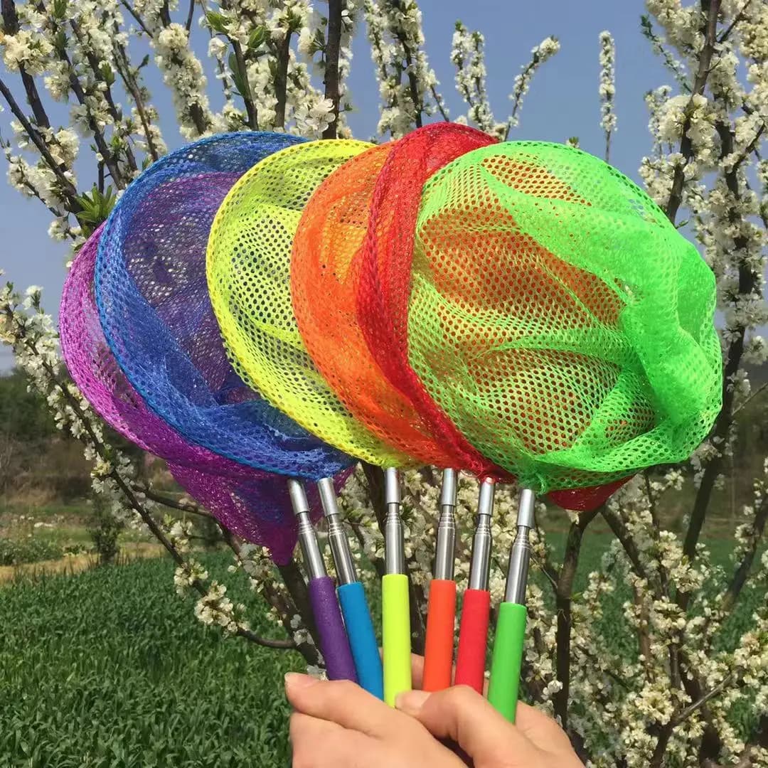 Rete da pesca per bambini Rete a farfalla telescopica Retrattile in acciaio inossidabile Giocattolo da pesca colorato solido per bambini che cattura insetti insetti