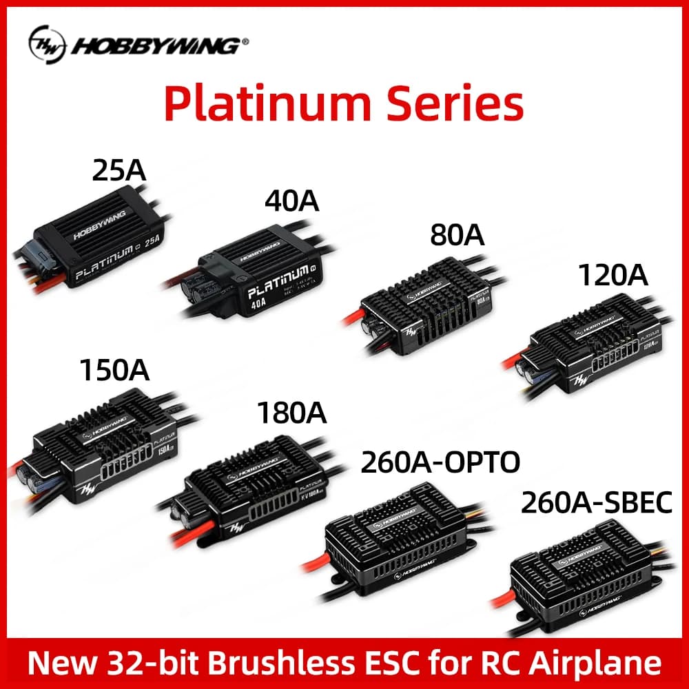 ​ HOBBYWING Brushless ESC Platino 25A 40A 80A 120A 150A 180A 260A 32-bit Brushless ESC Per RC Elicottero Aereo Ad Ala Fissa