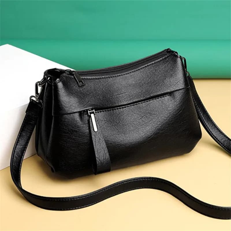 Elegant Women's Shoulder Bag with Unique Texture Design Stylish Soft Leather Handbag with Zipper Pockets Everyday Crossbody Bag