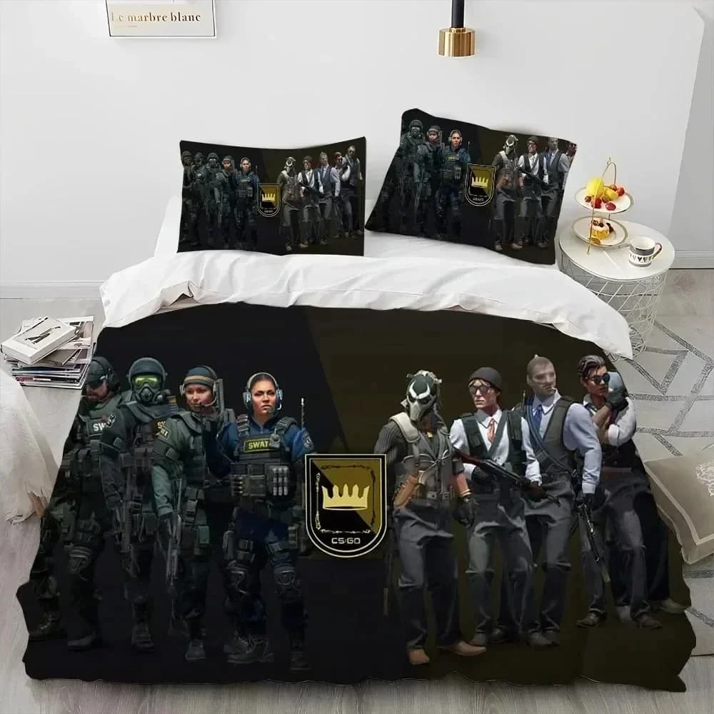 Di lusso Nuovo 3D Stampa CS GO Gioco Gamer Counter Strike Set di biancheria da letto Copripiumino Set copripiumino Federa Queen Size Ragazzi Adulti