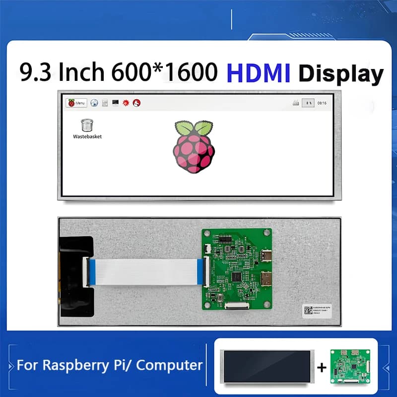 Raspberry Pi display with MIPI interface IPS TFT 600X1600 9.3 inch with HD-MI driver card