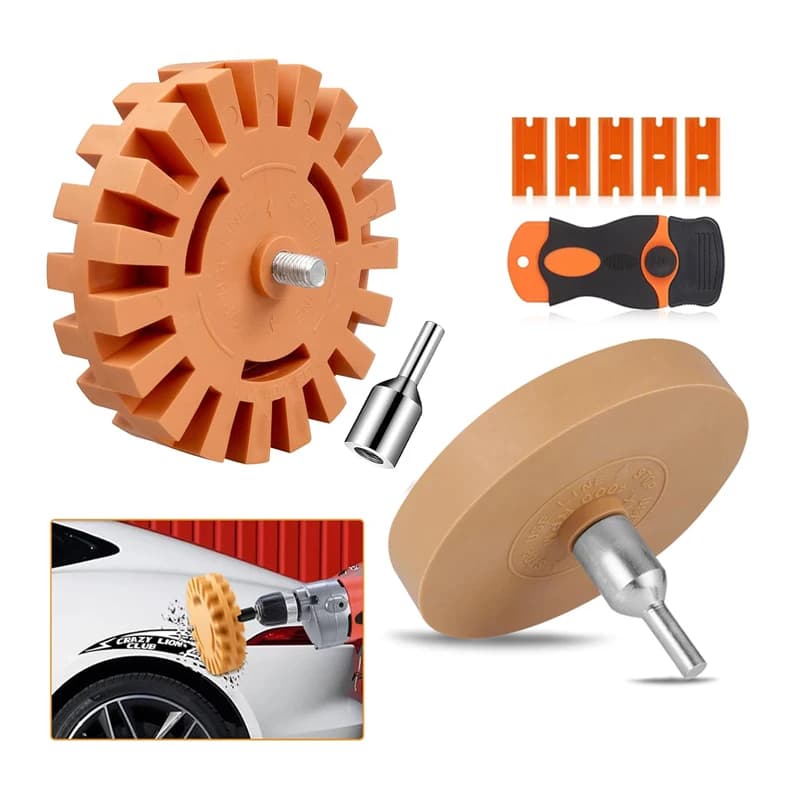 Gomma per auto Ruota per rimozione adesivo Ruota in gomma Smooth Power Drill Adattatore Rimozione Vernice Riparazione Gomma Decalcomanie in vinile Strumento di rimozione