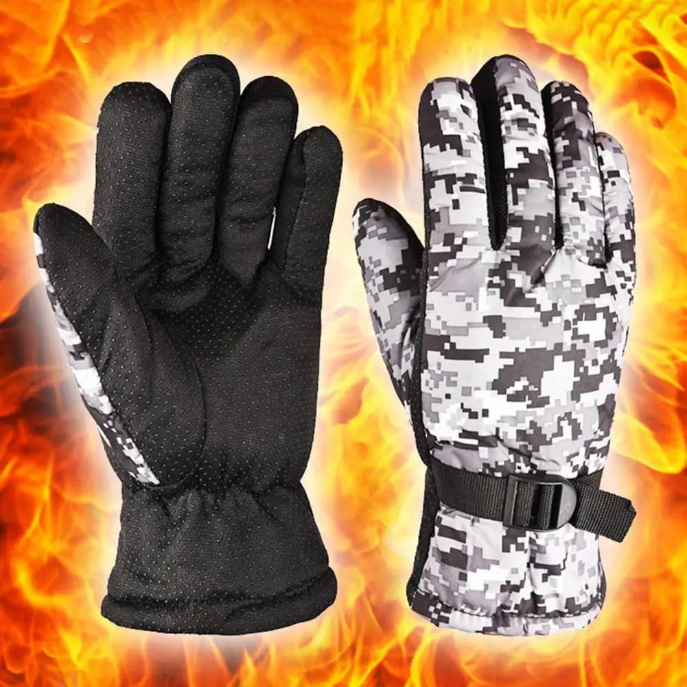 1 Pair Winter Camouflage Cycling Gloves Warm Windproof Waterproof Full Finger Outdoor Motorcycle Snow Skiing Gloves 95