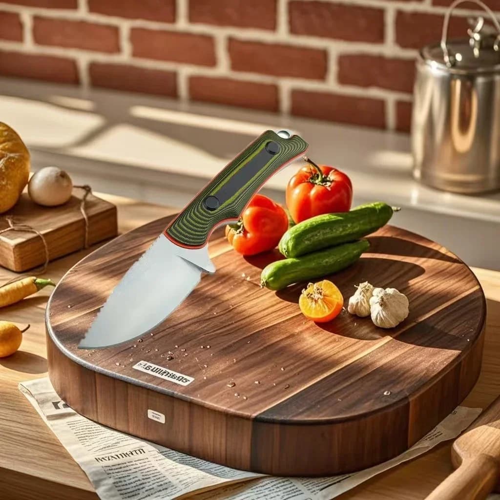 Fixed blade kitchen knife with sheath 8Cr13 Two-tone steel G10 Handle for boneless Fruit knife Multi-instruments EDC for domestic use
